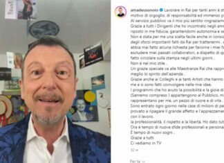 Amadeus dice addio alla Rai. L’annuncio sui social: “È tempo di nuove sfide e nuovi sogni”
