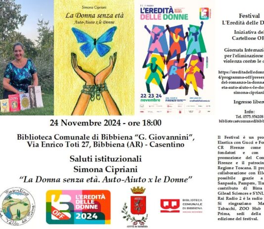 Giornata internazionale per l’eleiminazione della violenza sulle donne: Simona Cipriani presenta “La Donna senza età. Auto-Aiuto x le Donne”