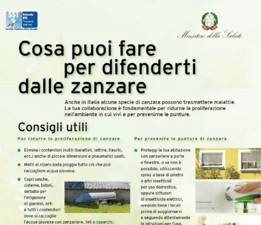 Ordinanza sindacale per il contrasto della proliferazione delle zanzare